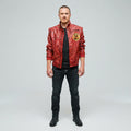 Men's Red Leather Bomber Jacket – Cobra Kai Edition