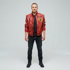 Men's Red Leather Bomber Jacket – Cobra Kai Edition