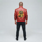 Men's Red Leather Bomber Jacket – Cobra Kai Edition