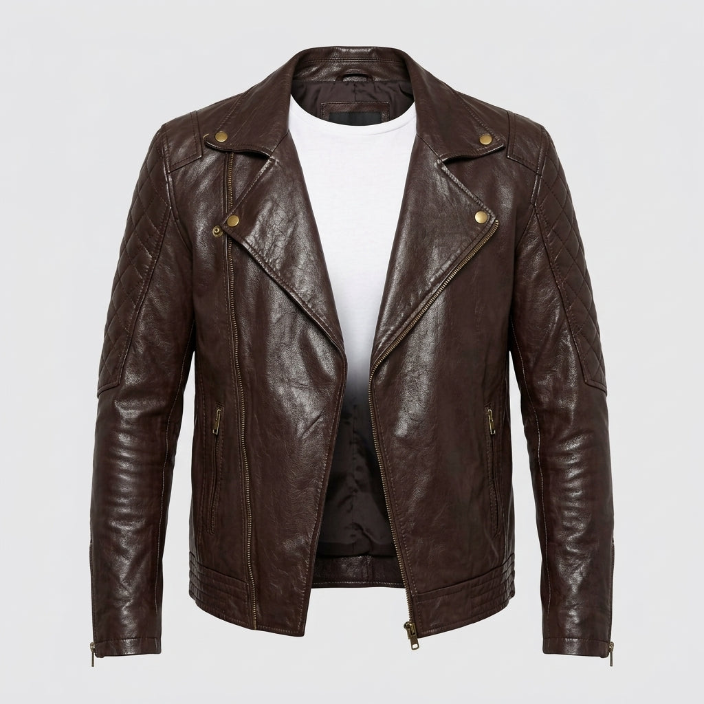 Dark Brown Biker Jacket – Men's Leather