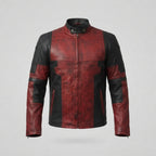 Deadpool Distressed Red & Black Leather Jacket – Men's