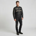 Distressed Black Biker Leather Jacket