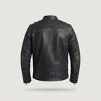 Distressed Black Biker Leather Jacket