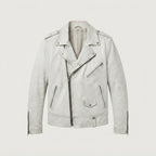 Men's Off-White Distressed Leather Biker Jacket