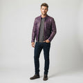 Men's Purple Distressed Leather Cafe Racer Jacket