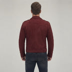 Men's Maroon Suede Biker Jacket