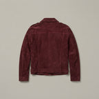 Men's Maroon Suede Biker Jacket