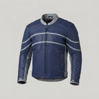 Men's Navy Blue Cafe Racer Leather Jacket