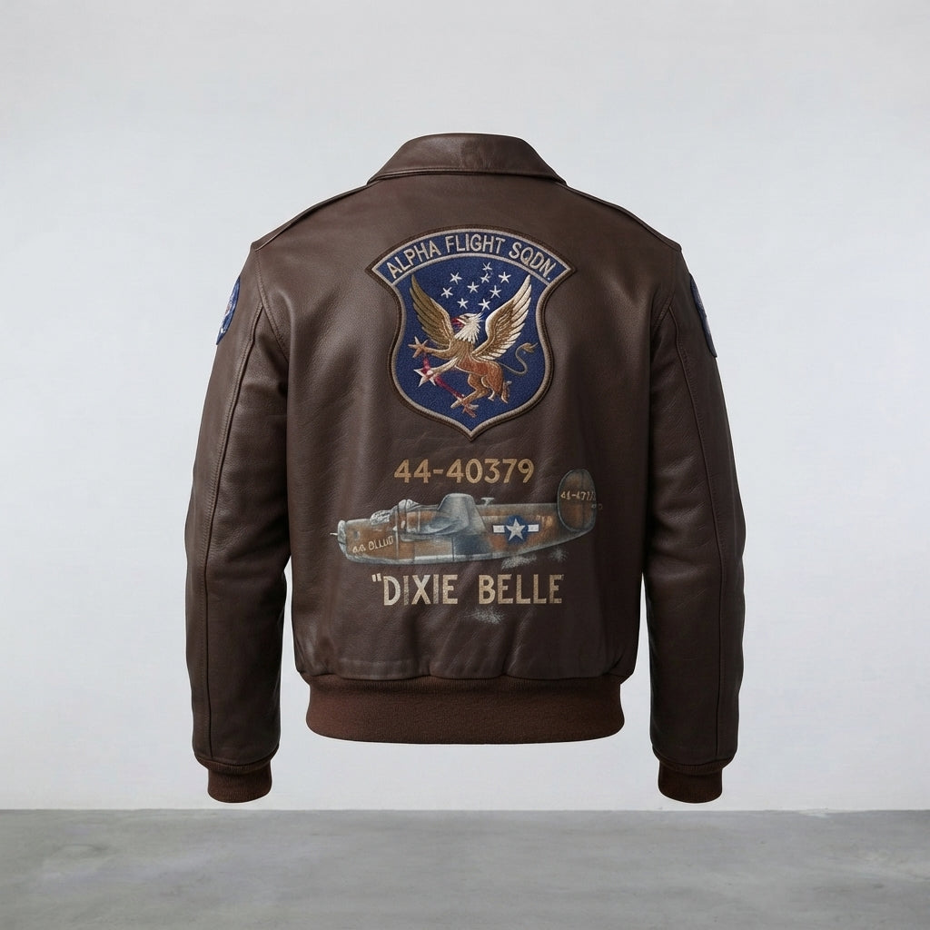 Dark Brown Pilot Bomber Leather Jacket for Men