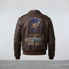 Dark Brown Pilot Bomber Leather Jacket for Men