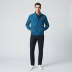 Men's Teal Blue Suede Bomber Jacket