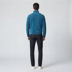 Men's Teal Blue Suede Bomber Jacket