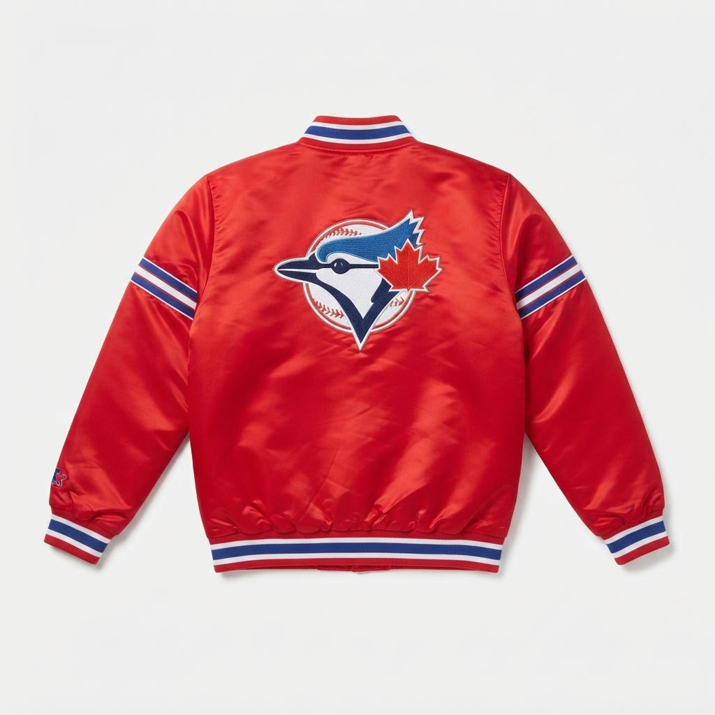 Red Satin Varsity Jacket – Men's Bird Patch Baseball Jacket