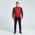 Men's Red & Black Mesh Leather Biker Jacket