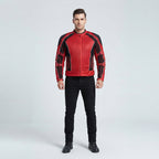 Men's Red & Black Mesh Leather Biker Jacket