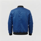 Royal Blue Leather Bomber Jacket