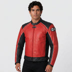 Men's Red & Black Leather Racing Jacket