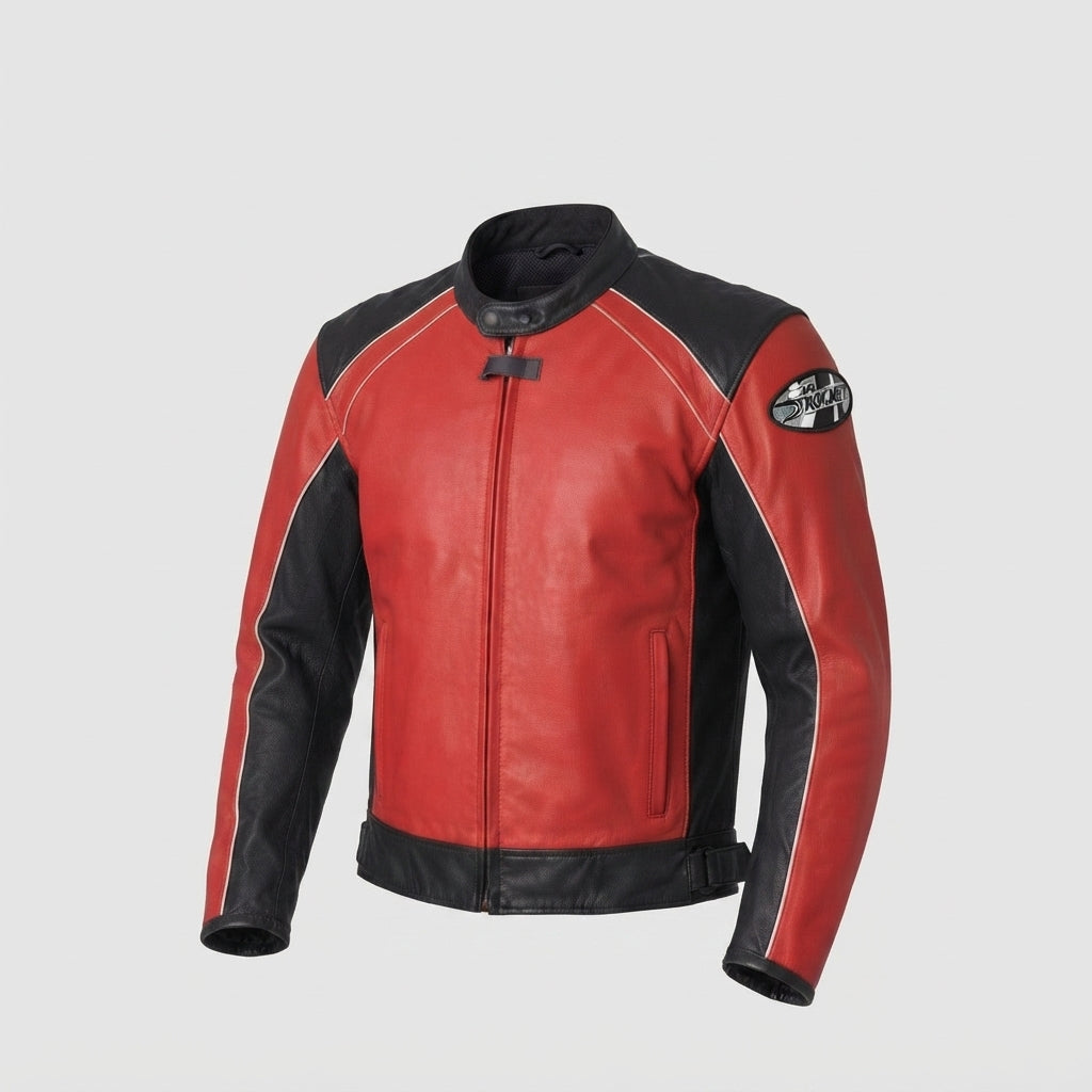 Men's Red & Black Leather Racing Jacket