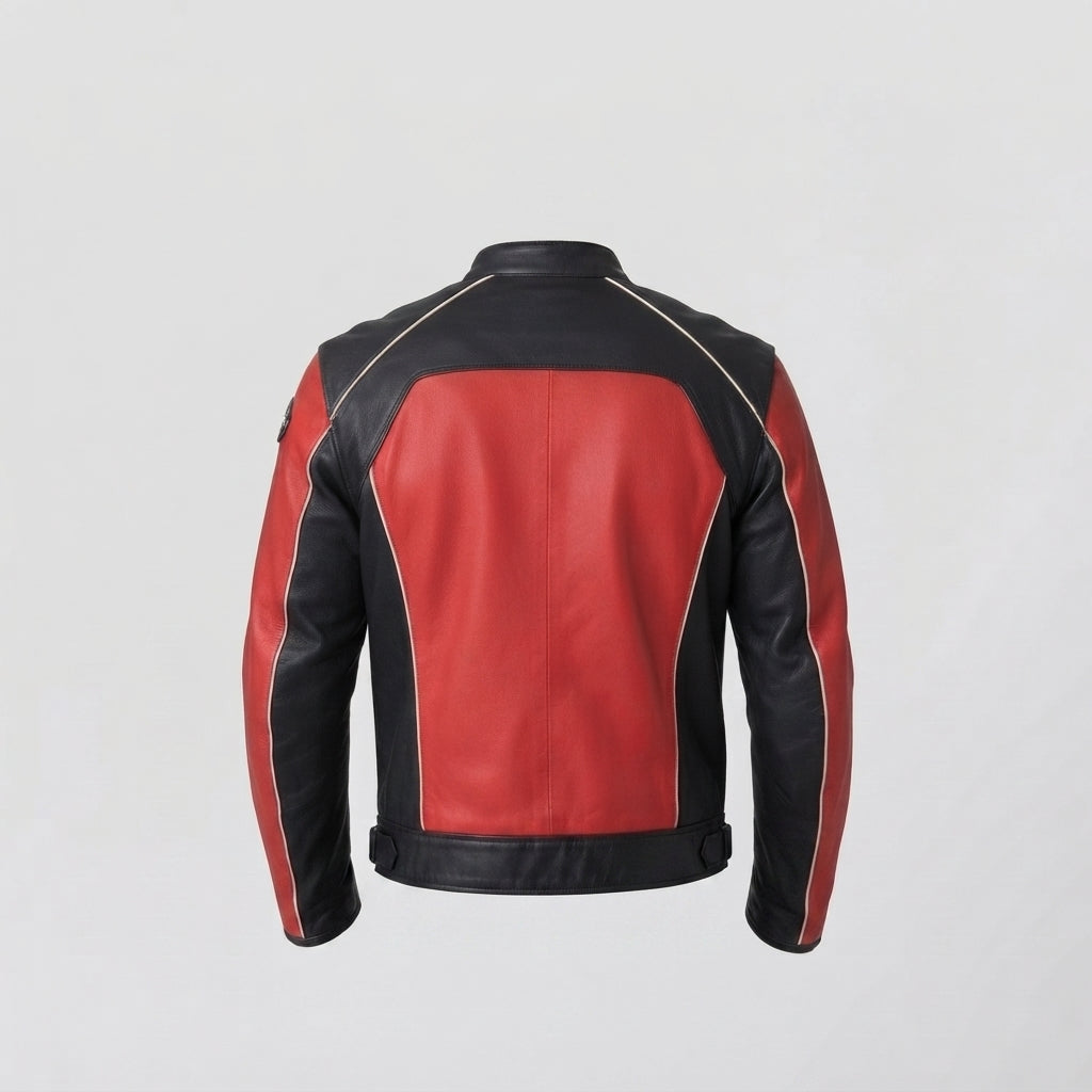 Men's Red & Black Leather Racing Jacket
