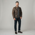 Men's Vintage Brown Leather Biker Jacket