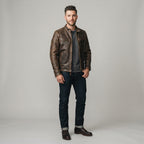 Men's Vintage Brown Leather Biker Jacket