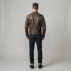 Men's Vintage Brown Leather Biker Jacket