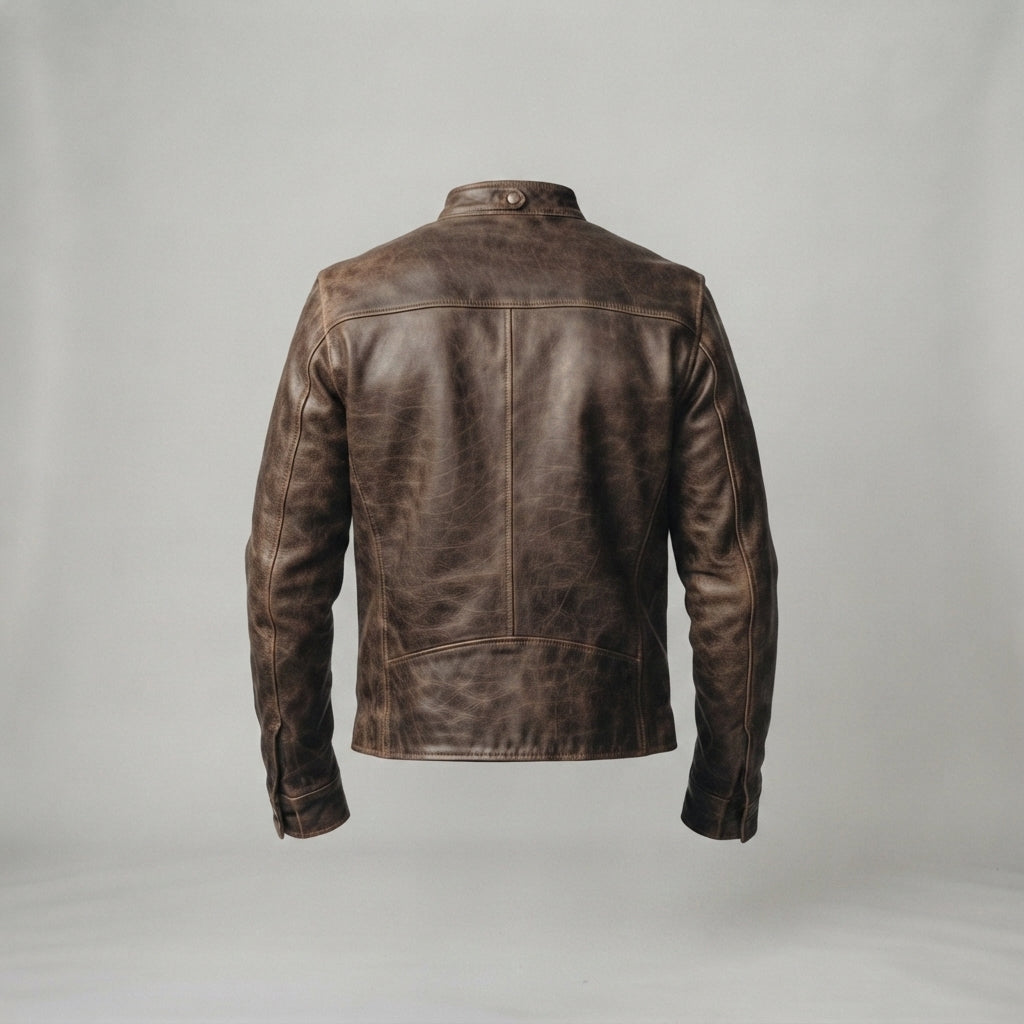 Men's Vintage Brown Leather Biker Jacket