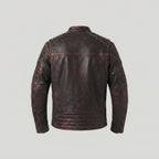 Men's Distressed Brown Leather Biker Jacket