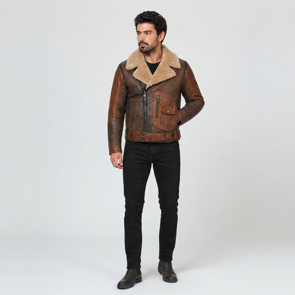 Men's Vintage Shearling Aviator Jacket