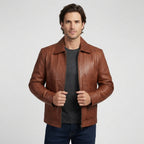 Men's Vintage Light Brown Leather Jacket