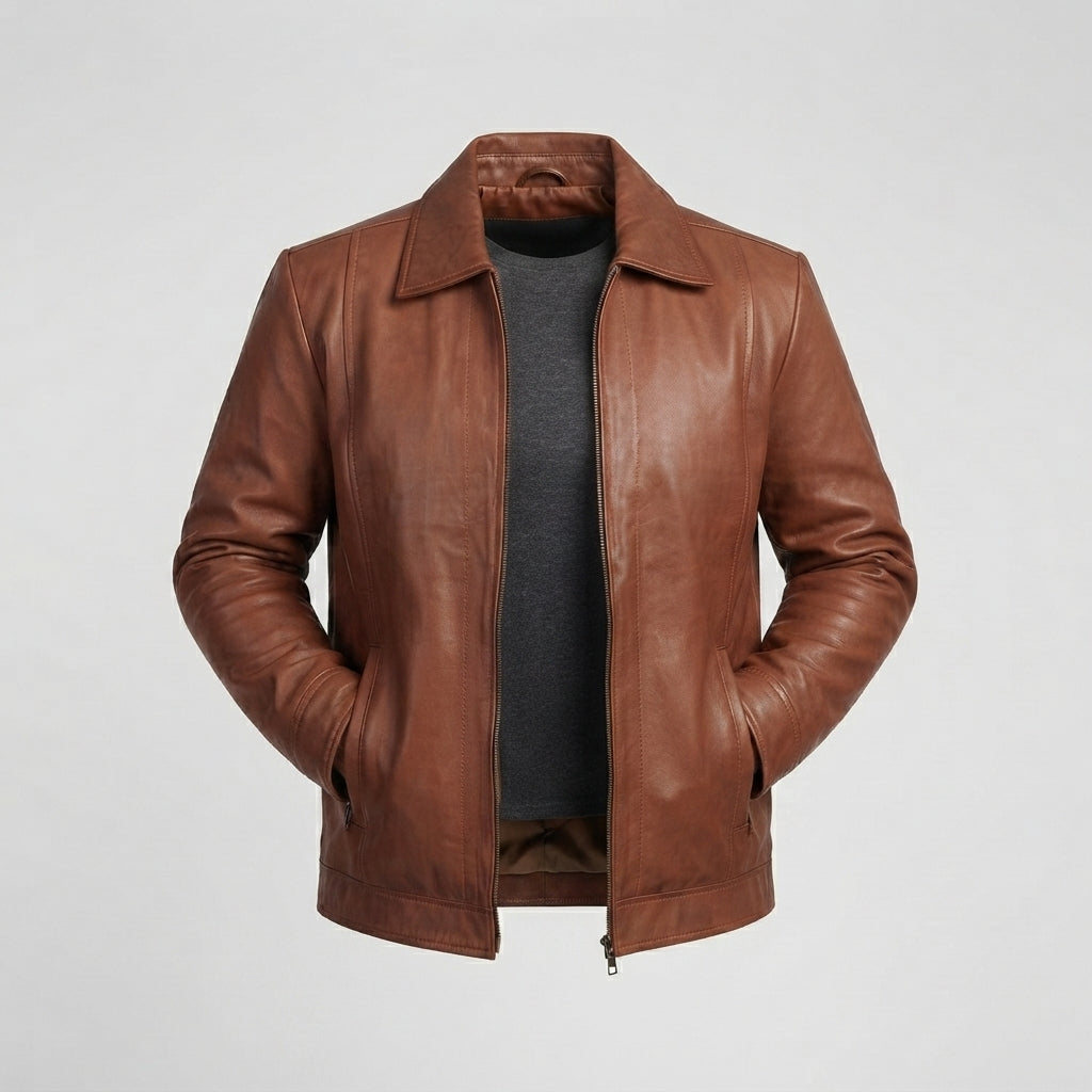 Men's Vintage Light Brown Leather Jacket