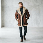 Men's Brown B3 Shearling Leather Coat