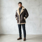 Men's Brown Sheepskin Leather Shearling Coat