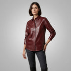Maroon Leather Shirt