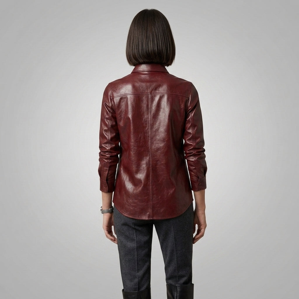 Maroon Leather Shirt