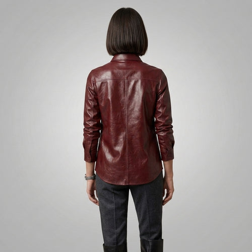 Maroon Leather Shirt