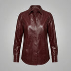 Maroon Leather Shirt