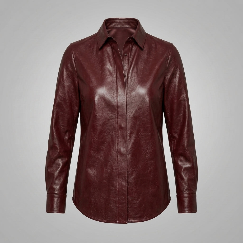 Maroon Leather Shirt