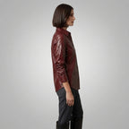 Maroon Leather Shirt