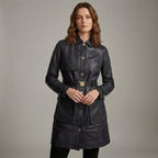 Midnight Structured Leather Coat
