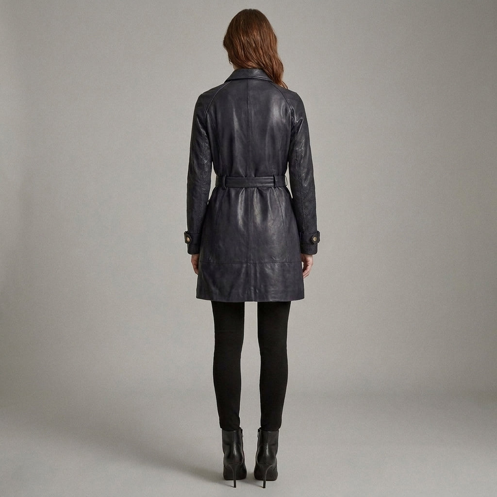 Midnight Structured Leather Coat