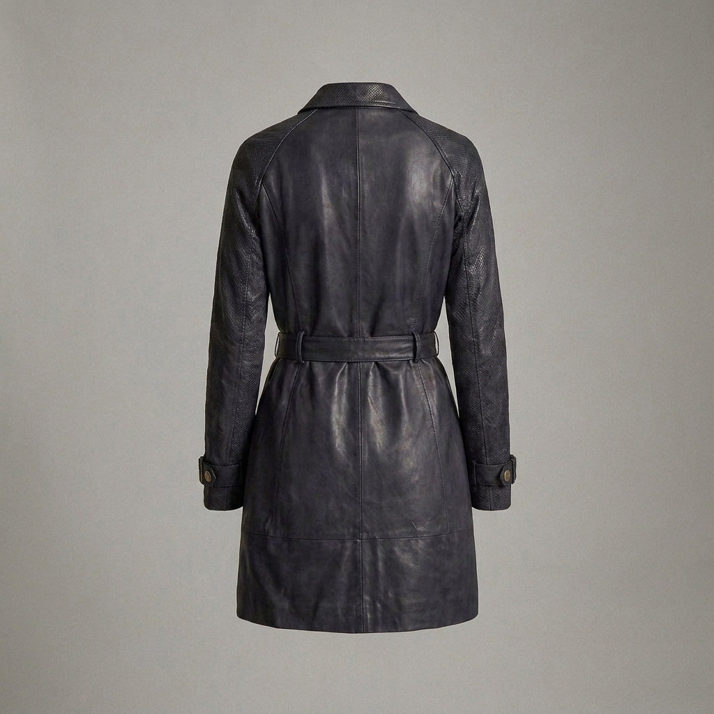 Midnight Structured Leather Coat
