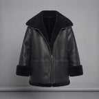 Women's Midnight Black Shearling Car Coat