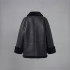 Women's Midnight Black Shearling Car Coat
