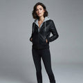 Women's Layered Leather Bomber Jacket