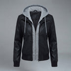 Women's Layered Leather Bomber Jacket