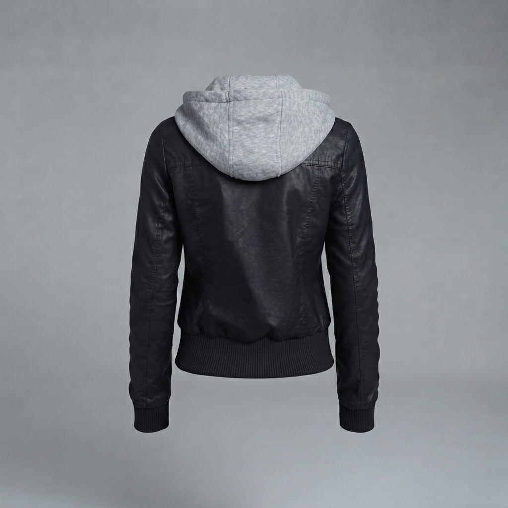 Women's Layered Leather Bomber Jacket