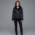 Women's Midnight Shearling Leather Biker Jacket