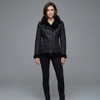 Women's Midnight Shearling Leather Biker Jacket