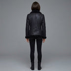 Women's Midnight Shearling Leather Biker Jacket